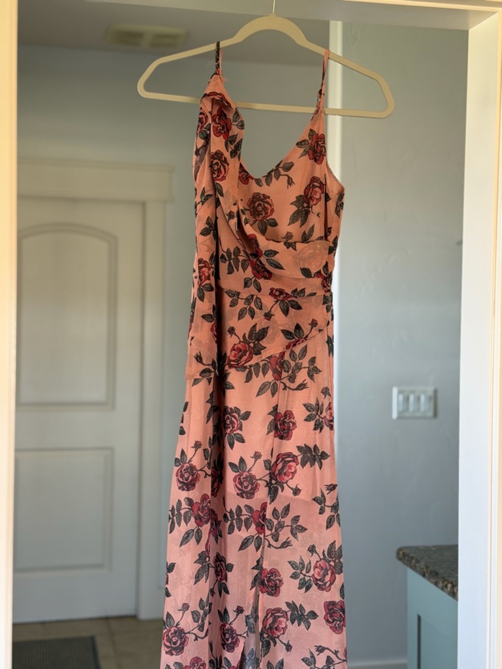 Joyfolie Pink Floral Cowl Maxi Slip Dress